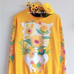 Yellow Floral Skeleton Long Sleeve Tee